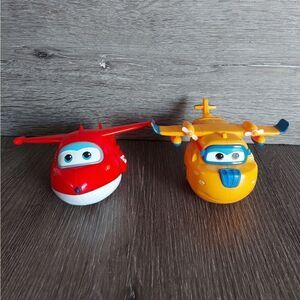 Super Wings Transforming Donnie Airplane Jett Plane Robot Vehicle 2pc Lot Toy